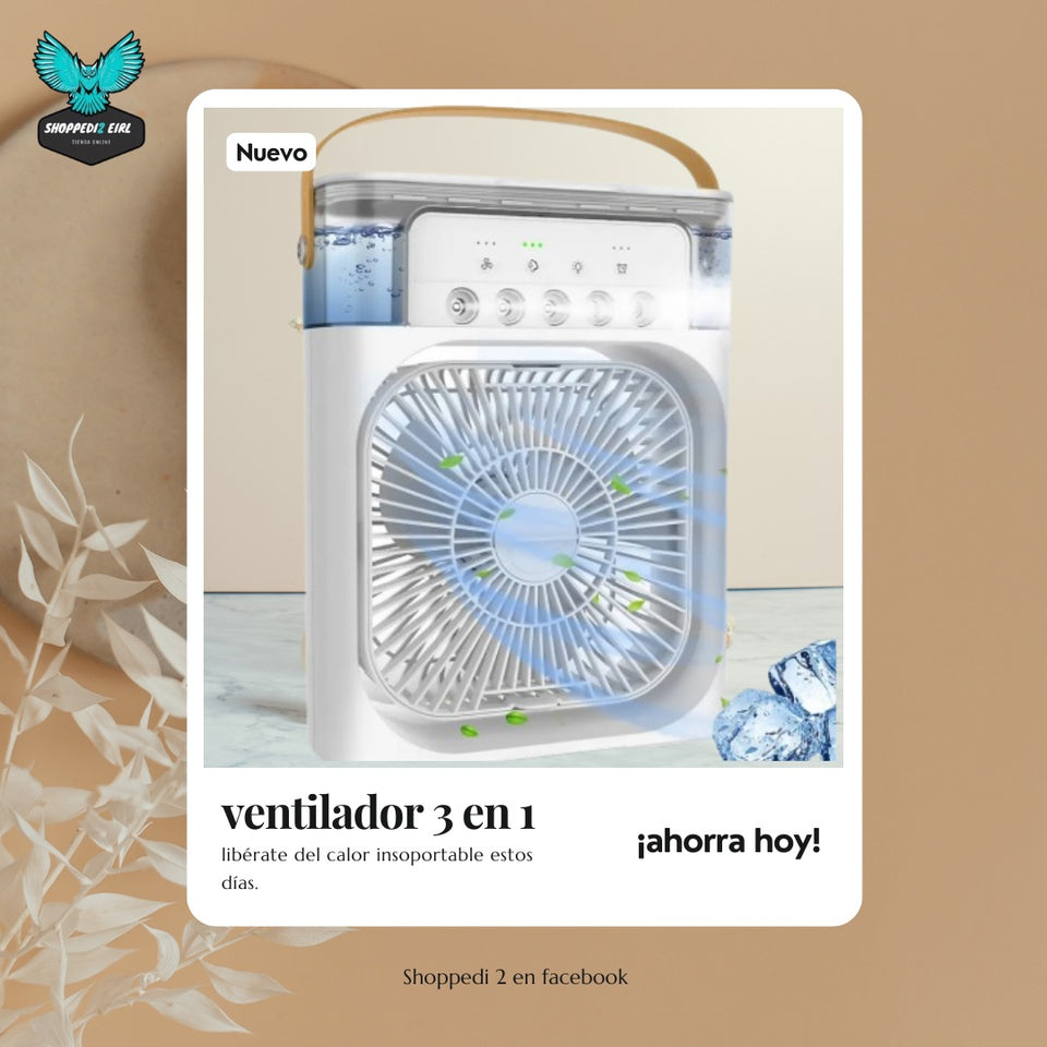 VENTILADOR DE AIRE ACONDICONADO 3 VELOCIDADES CON LUZ LED DE COLORES|DELIVERI !GRATIS¡